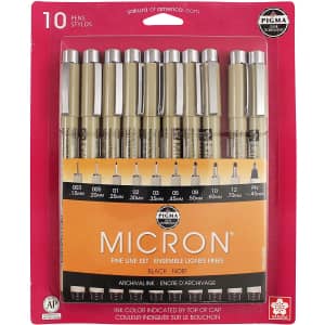 Sakura Pigma Micron Black Ink Multi-Tip Set 10-Pack for $30