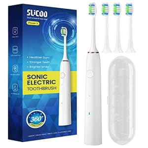 Slicoo Electric Toothbrush for Adults, Sonic Toothbrush | Advanced Brushless Motor | Smart Timer | for $40