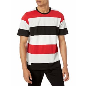 LRG Men's Spring 2021 Striped-Solid Knit Crew T-Shirt, RED, Large for $13