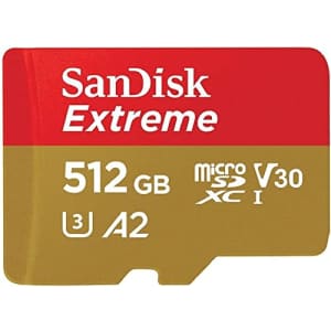 SanDisk 512GB Extreme microSDXC UHS-I Memory Card with Adapter - C10, U3, V30, 4K, 5K, A2, Micro SD for $80