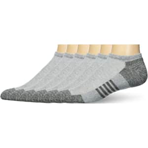 Amazon Essentials Men's Performance Cotton Cushioned Athletic No-Show Socks, Pack of 6, Grey, 6-12 for $17