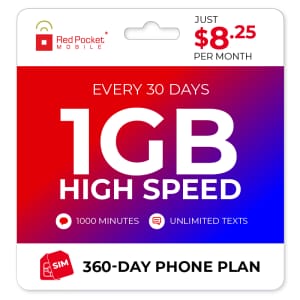 Red Pocket 1yr Unlimited + 1GB Monthly Data Prepaid Plan w/ SIM Card for $99 Red Pocket 1yr Unlimited + 1GB Monthly Data Prepaid Plan w/ SIM Card for $99