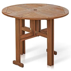 Furinno FG17035 Tioman Hardwood Patio Furniture Gateleg Round Table in Teak Oil, Natural for $353 Furinno FG17035 Tioman Hardwood Patio Furniture Gateleg Round Table in Teak Oil, Natural for $353