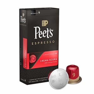 Peet's Coffee Espresso Capsules Crema Scura, Intensity 9, 10 Count Single Cup Coffee Pods for $8 Peet's Coffee Espresso Capsules Crema Scura, Intensity 9, 10 Count Single Cup Coffee Pods for $8
