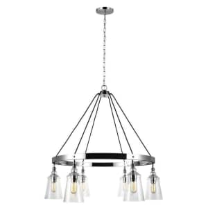 Feiss Loras 6-Light Modern Transitional Wagon Wheel Hanging Chandelier for $133 Feiss Loras 6-Light Modern Transitional Wagon Wheel Hanging Chandelier for $133