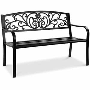 Best Choice Products 50in Steel Garden Bench for Outdoor, Porch, Patio Furniture Chair w/Floral for $160