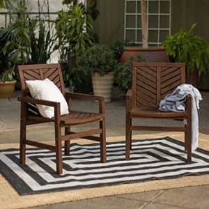 Walker Edison Furniture Company 2 Piece Outdoor Patio Chevron Wood Chair Set All Weather Backyard for $286