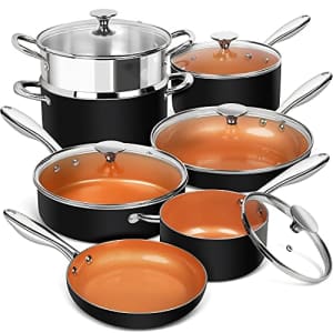 MICHELANGELO Pots and Pans Set, Ultra Nonstick Copper Cookware Set 12 Piece with Healthy & for $221