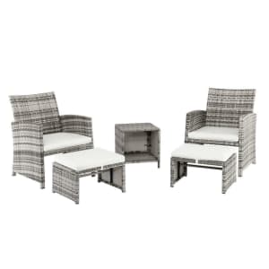 Outdoor Patio Rattan Wicker Sofa Furniture 5-Piece Set for $205