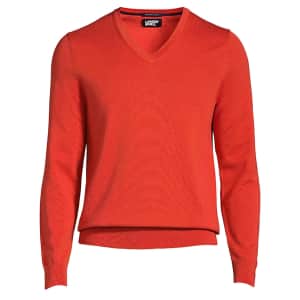 Lands' End Men's Classic Fit Supima Cotton V-Neck Sweater for $15 Lands' End Men's Classic Fit Supima Cotton V-Neck Sweater for $15