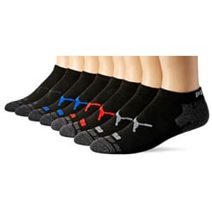 Puma Men's 8 Pack Low Cut Socks, black, 10-13 for $11