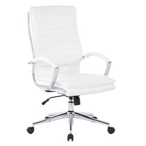 Office Star Faux Leather High Back Managers Chair with Loop Arms and Chrome Base, White for $255 Office Star Faux Leather High Back Managers Chair with Loop Arms and Chrome Base, White for $255