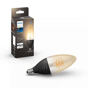 Philips Hue White Dimmable Smart Filament Candle, 2100K LED Vintage Edison Bulb, Bluetooth & Hub for $30