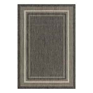 Unique Loom Outdoor Border Collection Casual Solid Border Transitional Indoor and Outdoor Flatweave for $43