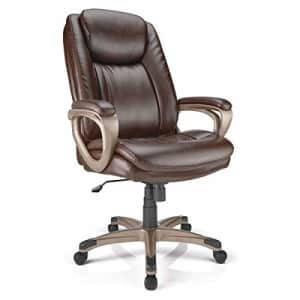 Realspace Tresswell Bonded Leather High-Back Chair, Brown/Champagne for $245