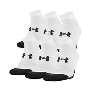 Under Armour Adult Performance Tech Low Cut Socks, Multipairs, White (6-Pairs), Medium for $22