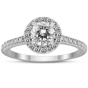 Szul Signature Quality 1-tcw Diamond Halo Ring in 14K White Gold for $877 Szul Signature Quality 1-tcw Diamond Halo Ring in 14K White Gold for $877
