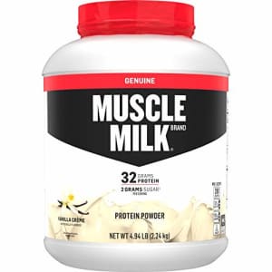 Muscle Milk Genuine Protein Powder, Vanilla Crme, 32g Protein, 4.94 Pound, 32 Servings for $46 Muscle Milk Genuine Protein Powder, Vanilla Crme, 32g Protein, 4.94 Pound, 32 Servings for $46