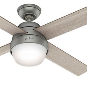 Hunter Fan 52 inch Contemporary Matte Silver Indoor Ceiling Fan with Light Kit and Remote Control for $144 Hunter Fan 52 inch Contemporary Matte Silver Indoor Ceiling Fan with Light Kit and Remote Control for $144