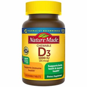 Nature Made Vitamin D3, 120 Chewable Tablets, Vitamin D 1000 IU (25 mcg) Helps Support Immune Health, Strong for $24 Nature Made Vitamin D3, 120 Chewable Tablets, Vitamin D 1000 IU (25 mcg) Helps Support Immune Health, Strong for $24