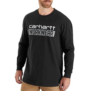 Carhartt Men's Relaxed Fit Heavyweight Long-Sleeve Workwear Graphic T-Shirt, Black, 7 for $12