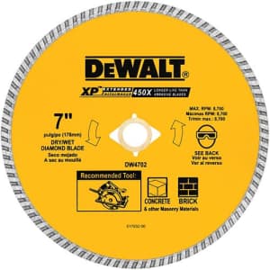 DEWALT DW4702 Industrial 7-Inch Dry or Wet Cutting Continuous Rim Diamond Saw Blade with 5/8-Inch for $37