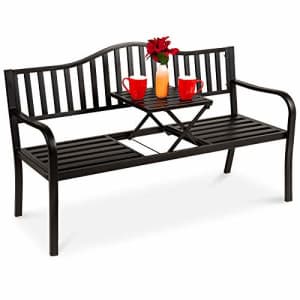 Best Choice Products Double Seat Steel Bench for Outdoor, Patio, Garden, Backyard w/Pullout Middle for $140