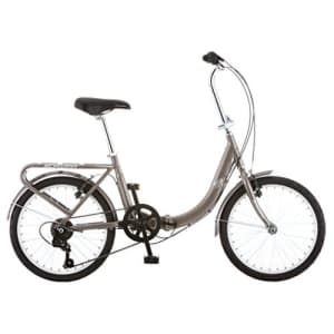 Schwinn Loop Adult Folding Bike, 20-inch Wheels, Rear Carry Rack, Silver for $364