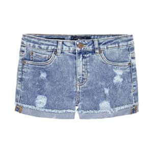 Lucky Brand Girls' 5-Pocket Cuffed Stretch Denim Shorts, Acid Wash 22, 10 for $8