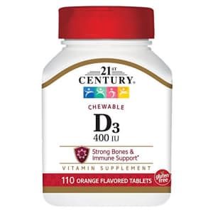 21st Century D3 400 IU Orange Chewable Tablets, 110 Count (Pack of 3) for $12