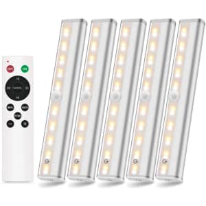 Szokled Wireless LED Under Cabinet Lighting 5-Pack for $40 Szokled Wireless LED Under Cabinet Lighting 5-Pack for $40