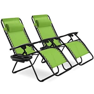 Goplus Zero Gravity Chair, Adjustable Folding Reclining Lounge Chair with Pillow and Cup Holder, for $110