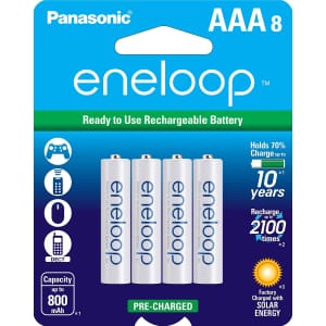 Panasonic eneloop NiMH Rechargeable AAA-Battery 8-Pack for $17