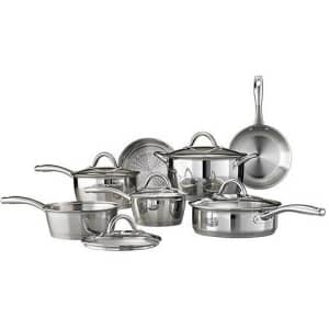 Tramontina 80154/522 Gourmet Stainless Steel Tri-Ply Base Cookware Set, 12 Piece, Made in Brazil for $148 Tramontina 80154/522 Gourmet Stainless Steel Tri-Ply Base Cookware Set, 12 Piece, Made in Brazil for $148