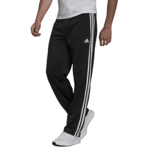 adidas Men's Primegreen Essentials Warm-Up Open Hem 3-Stripes Track Pants for $21