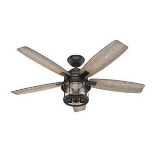 HUNTER 59420 Coral Bay Indoor / Outdoor Ceiling Fan with LED Light and Remote Control, 52", Noble for $350