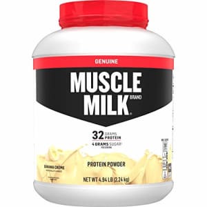 Muscle Milk Genuine Protein Powder, Banana Crme, 32g Protein, 4.94 Pound, 32 Servings for $48 Muscle Milk Genuine Protein Powder, Banana Crme, 32g Protein, 4.94 Pound, 32 Servings for $48