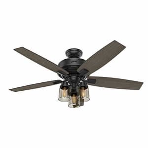 Hunter Bennett Indoor Ceiling Fan with LED Light and Remote Control, 52", Matte Black for $300