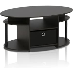 Furinno Oval Coffee Table With Storage Bin for $55
