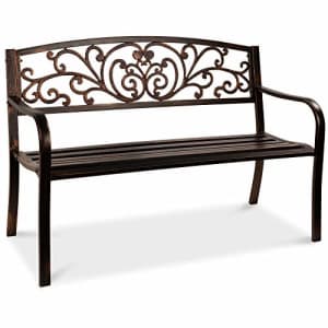 Best Choice Products 50in Steel Garden Bench for Outdoor, Park, Yard, Patio Furniture Chair for $130