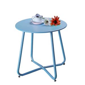 Grand Patio Steel Patio Side Table, Weather Resistant Outdoor Round End Table, Blue for $42