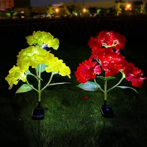 Philaulin Hydragea Solar LED Garden Stake Light 2-Pack for $23