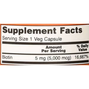 Now Foods Biotin 5 MG Vegetarian Capsules, 120 Count for $14