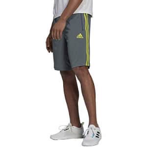 adidas Men's Standard Designed 2 Move 3-Stripes Shorts, Blue Oxide/Acid Yellow, X-Small for $12