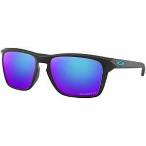 Oakley Men's OO9448F Sylas Asian Fit Rectangular Sunglasses, Matte Black/Prizm Sapphire Iridium for $174