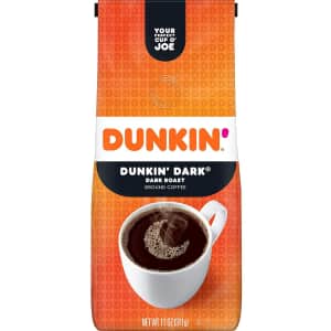 Dunkin Donuts Dunkin' Dark Roast Ground Coffee 11-oz. Bag for $3.67 via Sub & Save Dunkin Donuts Dunkin' Dark Roast Ground Coffee 11-oz. Bag for $3.67 via Sub & Save