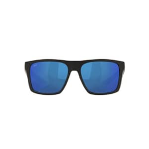 Costa Del Mar Men's Lido Square Sunglasses, Black/Polarized Blue Mirrored 580P, 57 mm for $174