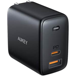 Aukey Omnia 65W 2-Port USB-C Fast Charger for $25 Aukey Omnia 65W 2-Port USB-C Fast Charger for $25