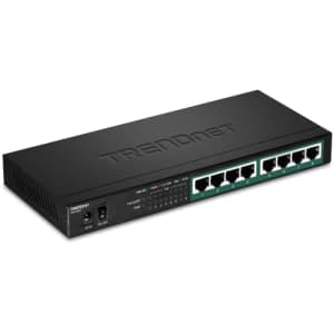TRENDnet 8-Port Gigabit PoE+ Switch, 65W PoE Power Budget, 16Gbps Switching Capacity, IEEE 802.1p for $98