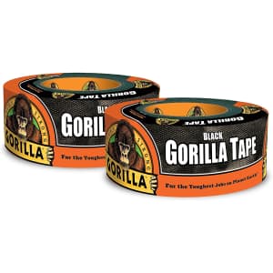 Gorilla Black Duct Tape 12-Yard Roll 2-Pack for $10